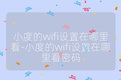 小度的wifi設(shè)置在哪里看-小度的wifi設(shè)置在哪里看密碼