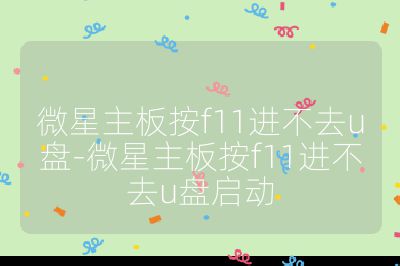 微星主板按f11進不去u盤-微星主板按f11進不去u盤啟動