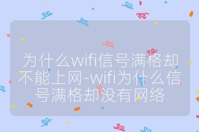 為什么wifi信號滿格卻不能上網-wifi為什么信號滿格卻沒有網絡