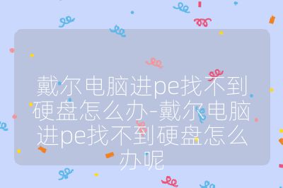 戴爾電腦進(jìn)pe找不到硬盤(pán)怎么辦-戴爾電腦進(jìn)pe找不到硬盤(pán)怎么辦呢